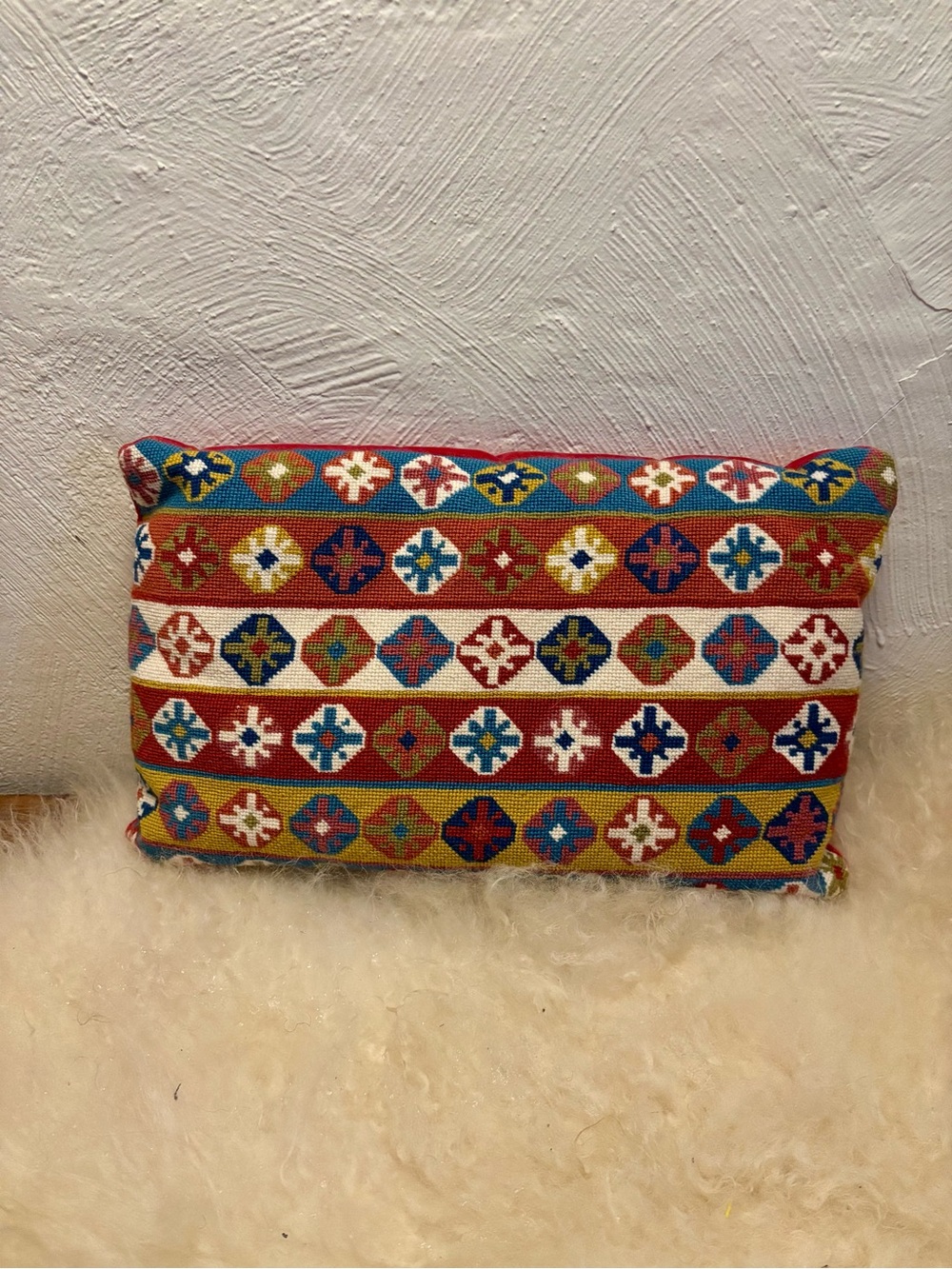 Vintage Geometric Needlepoint Pillow
